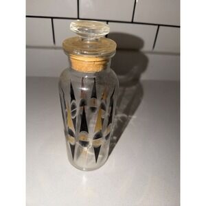 Vintage MCM Atomic Arrow Glass Apothecary Jar & Lid